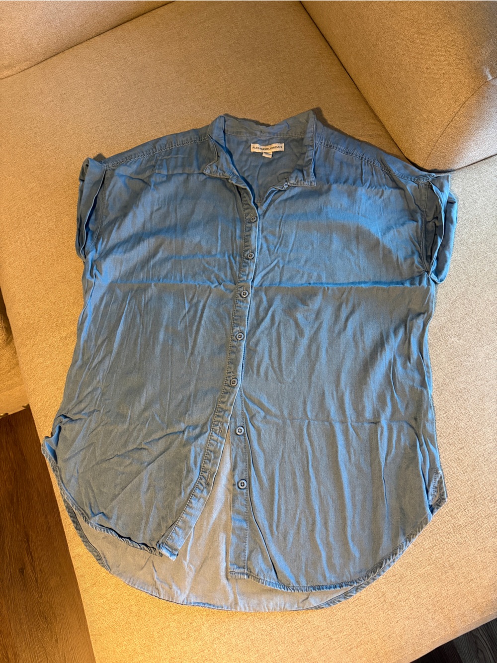 Light Blue Button-Front Women's Blouse
